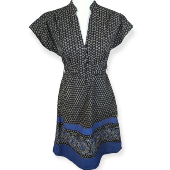 FOREVER BLACK, WHITE, & BLUE DRESS SZ.L EUC - Picture 1 of 9